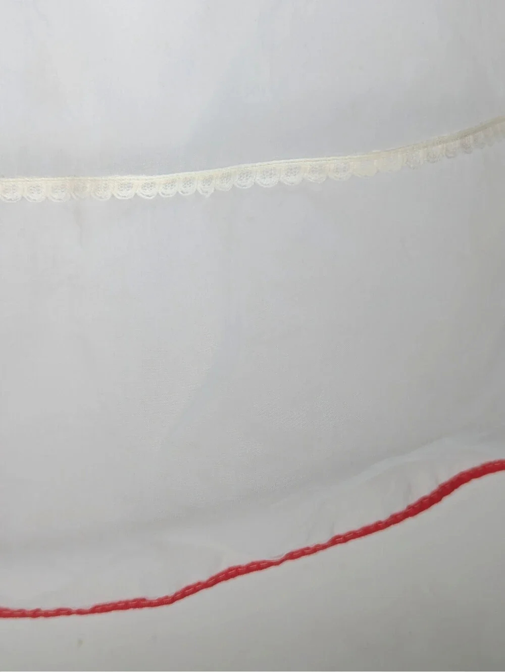 White Sheer Half Apron Rose Trim Hostess Cottagecore Pretty Retro 50's VTG Sexy